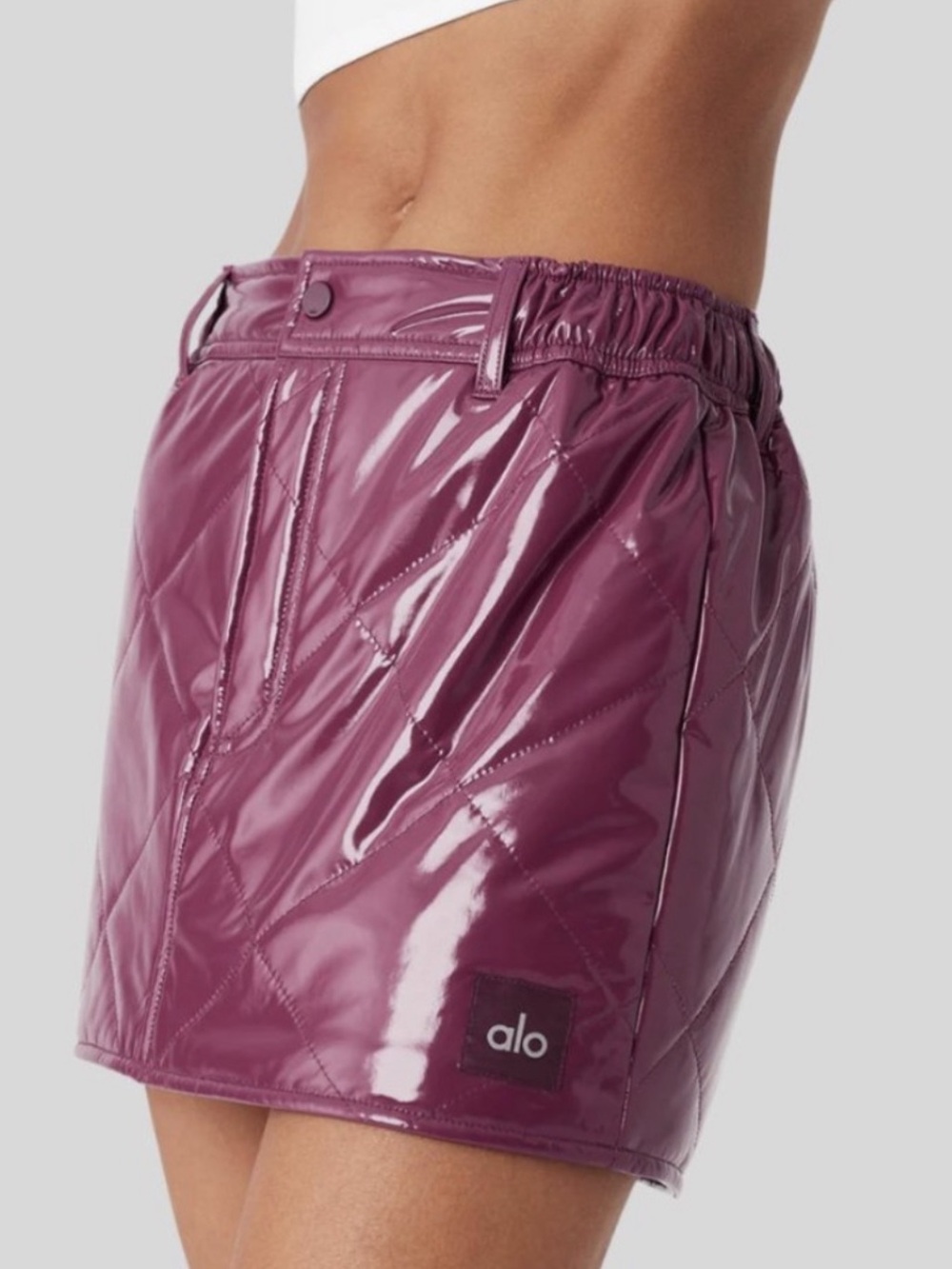 Alo Yoga Snomoto Puffer Mini Skirt Quilted Wild Berry XS NWOT